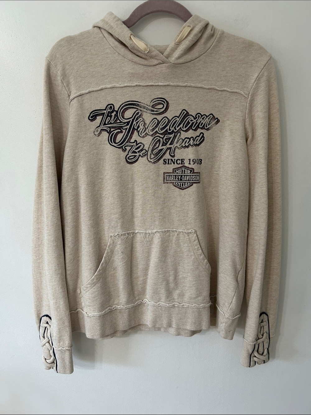Harley-Davidson Freedom Pullover Hoodie Women’s Size Large Cream